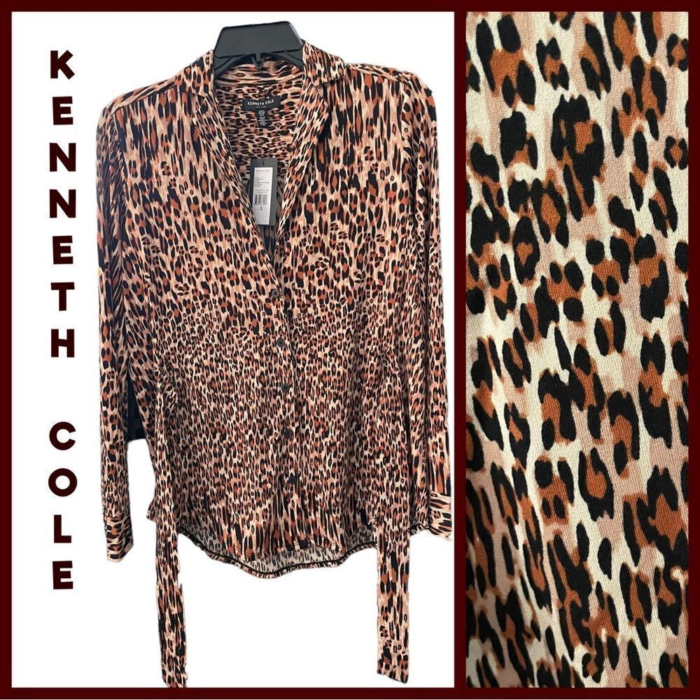 LEOPARD‎ PRINT BLOUSE BY KENNETH COLE, sz Small